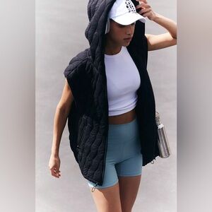 Free People Movement Black Dream Big Quilted Activewear Vest Size Extra Small